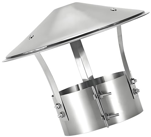 Chapeau de Cheminée Rond Inox 304, Capot de Cheminées, 160mm 180mm 200mm, Chapeau de Cheminée Anti Pluie, pour Fumisterie Poele Exterieur Tubage C'est Un Excellent Rapport Qualité-Prix(90mm)