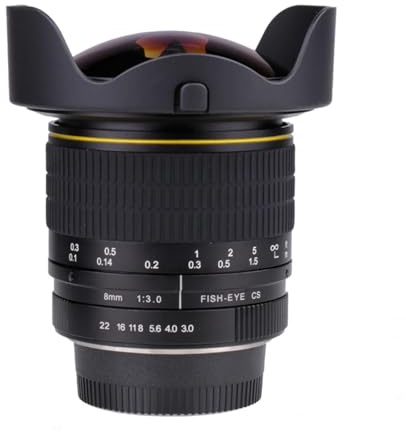 Objectif Ultra Grand-Angle Fisheye Asphérique Circulaire 8 Mm F/3.0, Compatible avec Les Appareils Photo Reflex Numériques Canon 750D, 77D, 80D Et 1100D. Livraison Gratuite.(Nikon F)