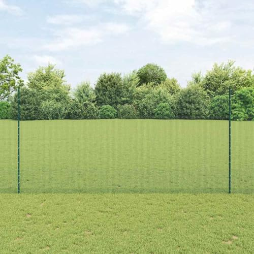 Hundezaun, Gartenzaun, Maschendrahtzaun, Zaun mit Pfosten Grün 1,6 x 10 m Stahl, Gitterzaun Für Terrasse, Balkon, Hinterhof, Dekoration