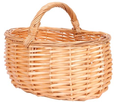 BESPORTBLE Cestino da Picnic in Rattan Intrecciato, Contenitore Portaoggetti Semplice per Conservazione Domestica, Cestino Decorativo Aperto per Frutta e Fiori, Manico in Vimini, Piccolo