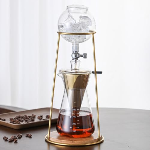 Cafetera de Goteo en Frío Ice Cold Brew Dripper, Cafetera de torre de goteo Cold Brew,Cold Brew Drip Tower, Vidrio Reutilizable Cold Brew Maker Filtrado Soporte, Para Uso en el Hogar y Cafete(Color:A)