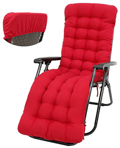 BUTORY Liegenauflage Auflage Gartenliege 170x53x8 cm Auflagen für Deckchair Polsterauflage für Sonnenliege Auflage Polster Kissen für Liegestuhl Dicke Polsterung (Rot)