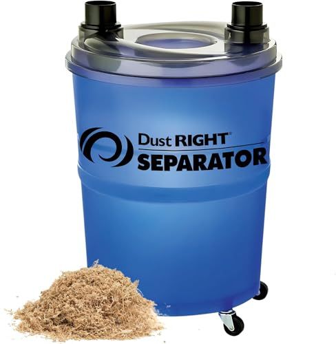 Dust Right Staubabscheider + 91,4 cm Flex-Form-Schlauch – Zyklon-Staubsammler trennt Sägemehl, Holzspäne, Schmutz und mehr – 3,5 l durchscheinender Eimer – Staubsammler für Holzbearbeitung für