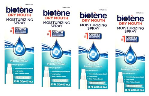 Biotene Moisturizing Dry Mouth Spray, Moisturizing Spray for Dry Mouth and Bad Breath, Gentle Mint - 1.5 fl oz (Pack of 4)