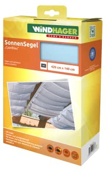 Windhager Sonnensegel für Seilspanntechnik, Wintergarten und Terrassen Beschattung, Seilspannmarkise, 420 x 140 cm, 10883, Blau, Cyanblau
