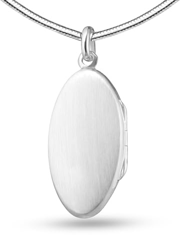 Vinani 925 Sterling Silber Medaillon mit Schlangenkette AMOV-S | Ovales Medaillon mit floraler Verzierung und Schlangenkette aus Italien, nickelfrei und antiallergisch.