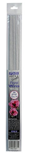 PME Sugarcraft Floral Wires White 30 Gauge, 36 cm, Pack of 50