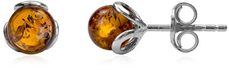 Ian and Valeri Co. Amber Sterling Silver Small Ball Stud Earrings