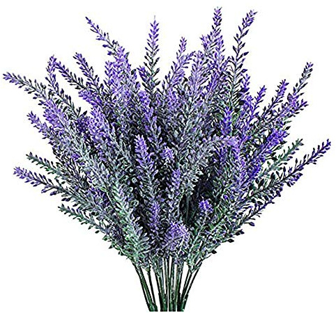 JustYit 4 PCS Künstliche Blumen Simulation Blume Bouquet |Pure Lavendel Künstliche Blumen Romantische Beflockung Lavender Bouquet ideal für Home Decor Raum Garden Party Hochzeit Zeigen