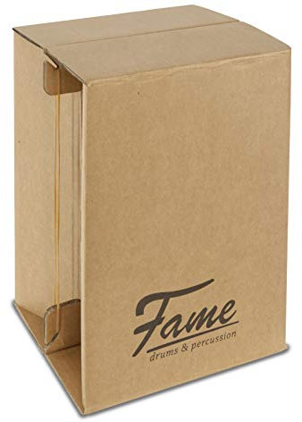 Fame Cardboard Cajon, Drum-Box, Pappcajon, Trommelkiste, zusammenklappbar, Snare-Effekt, Sitztrommel, Trommel für Unterwegs, bis 90 kg