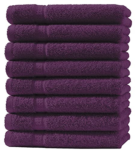 one-home 8er Set Gästetücher Handtücher Duschtücher Badetücher Frottee 100% Baumwolle, Produktart:Handtücher 50x100 cm, Präzise Farbe:Aubergine/Lila
