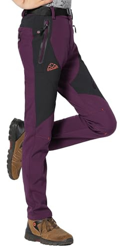 Rdruko Women's Ski Pants Waterproof Insulated Outdoor Hiking Winter Softshell Cold Weather Snow Pants(Purple, US M)