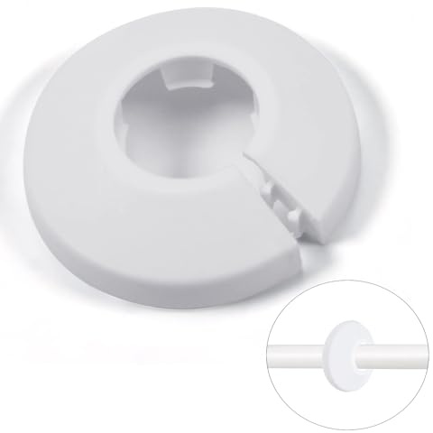 MroMax Passend für 2 cm Außendurchmesser, Flansch, Wasserrohrabdeckung, Dekoration, weiße Rohrabdeckung, Heizkörper, PP-Kunststoff, 20 mm, Rosette, Rohrmanschette für Wandrohr, Dekoration, 1 Stück