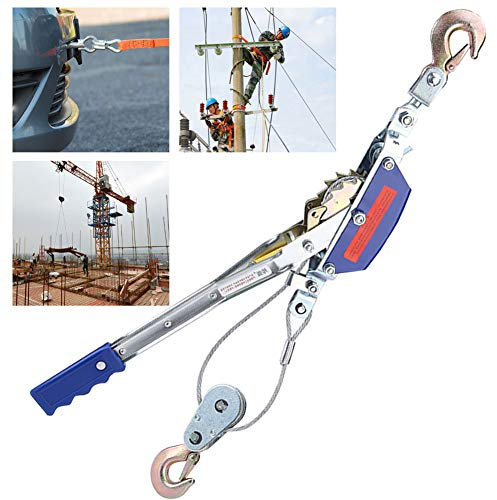 DFGENLY Ratschenseilzug, Schwerlast-Greifzug mit Bremse und 2 Haken, Tragbar Stahl Hand Power Puller Seilwinde für Ziehen Sie Schwere Gegenstände, Ziehen Sie Bäume, Traktion: 1/2/3/4 Ton