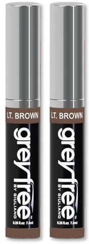 Root touch up, temporary hair color to cover gray hairlines, eyebrows, Mustache & Beards Greyfree 2 PACK (LIGHT BROWN)