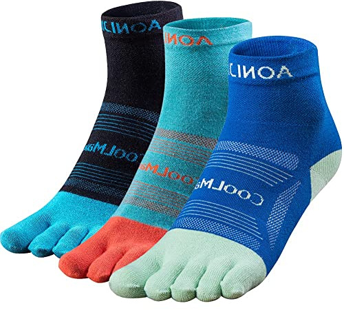 OrrinSports Toe Socks Coolmax Running Socks for Men Women 3 Pairs Athletic Breathable Five Finger Socks