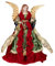 Pointes de Sapin Cimier de Sapin de Noël Ange Tissu 45cm, Décoration de Sapin de Noël Ange avec Ailes d'ange (Rouge Vert)