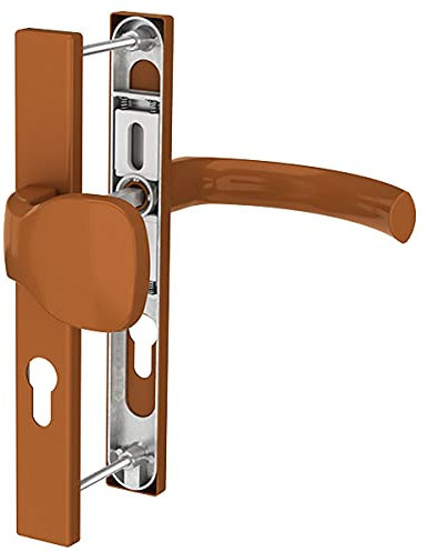 Premium Drückergarnitur Jupiter DHS 92mm - Rechteckig - Griff-Knauf, Farbe:Golden Oak RAL 8003, Schildbreite:36mm