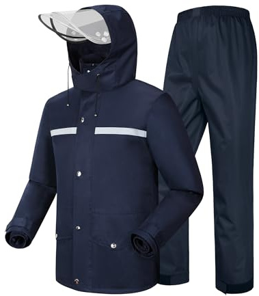 M GYEJIAQU Combinaison de Pluie Homme/Femme Imperméable Réfléchissante | Vêtements de Pluie, Visière transparente Double, Fermeture éclair étanche, Coupe-vent, pour Le Travail, La Randonnée, Le Vélo