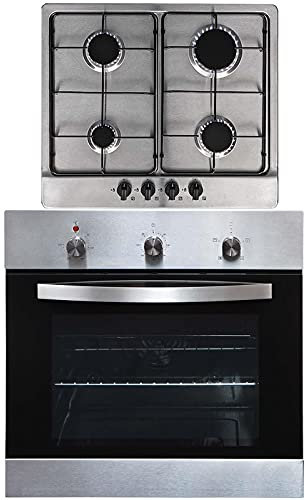 SIA SO113SS 60cm Stainless Steel Electric Single Fan Oven & SSG601SS 4 Gas Burner Hob With LPG Kit & FFD