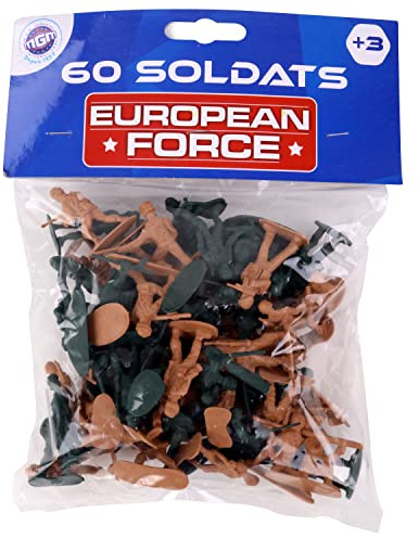 European Force - 60 kleine Soldaten - Soldaten - 080227 - Khaki - Kunststoff - Militär - Kinder Spielzeug - Miniatur - 3,5 cm x 3,5 cm - Ab 3 Jahren