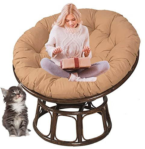 SRHWBF Polster Für Papasansessel Auflage Papasan Stuhlkissen Dicke Runde Sitzpolsterung Bequeme Übergroße Liege Wicker Hanging Egg No Chair (Khaki Ø160cm/63 in)