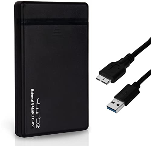 Storite External Hard Drive USB 3.0 Lightweight & Ultrafast 1TB Portable Hardisk Data backup/storage Gaming & Memory Expansion Harddrive 2.5 HDD For Laptop PC Desktop PS3 PS4 Games (Black)