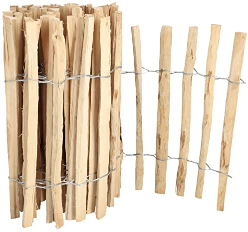 KOTARBAU® Staketenzaun Rollzaun 5m aus Haselnusslatten für Pflanzen und Rasen 60 cm Kastanienzaun aus Haselnuss Holzzaun Gartenzaun Staketenabstand 3-4 cm