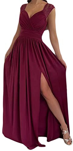 Onsoyours Robe de Soiree Femme Élégant Col V sans Manches Bodycon Moulante Couleur Unie Cocktail Épaule Nue Slim Fit Fête Dress B Vin Rouge M