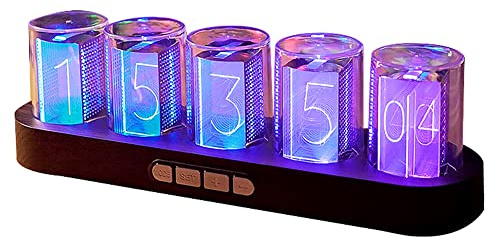 GUAZI STORE Imitation Nixie Tube Clock RGB Creative Clock 16 Million Colors, Mode Adjustments with Gift Box Packaging Can Be 01 01