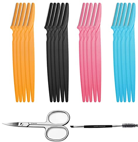 Karjiaja 22 Pcs Eyebrow Razor Trimmer Shaper Eyebrow Razor Fine Facial Hair Remover Facial Hair Sharper Face Shaver Blade Eyebrow Shaping Knife Dermaplaning Face Exfoliating Tool