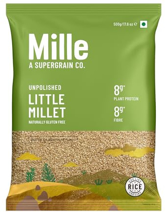 Mille Little Millet Whole Grain | Ideal for Fasting | Unpolished, Toasted, No Soaking Required Gluten Free | High Plant Protein and Fibre | Rice Replacement | Just cook for 6 minutes | 500 g