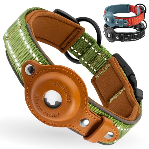 Airtag Hundkrage, halsband direkt, reflekterande hundhalsband för Apple Air Tag för stora, medelstora och små hundar (grön, S, 30-37 cm)