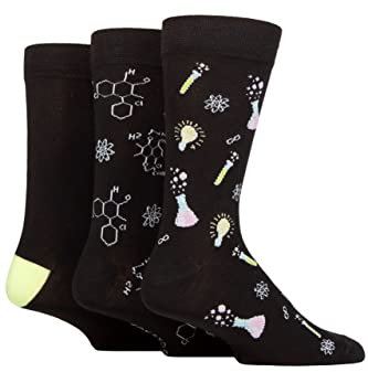 SockShop Lazy Panda Mens Socks - Fun & Novelty Patterned Soft Breathable Cooling Bamboo Material Gift Idea in a Multipack of 3 Science 7-11