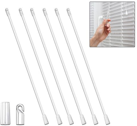 Sicheii 43,2 cm langer vertikaler Rollostab, Fensterrollo-Kippstange, Jalousien-Neigungsstab-Ersatz mit Haken und Griff, Jalousien-Ersatzstab, transparent, Jalousien-Steuerstab-Teile, Öffnerzubehör (6