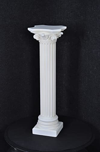 Cinar Columna de estilo meandro, mesa auxiliar de mármol, columna decorativa de 76 cm, griego, antiguo, retro, rococó, columna barroca, pedestal, pintado a mano
