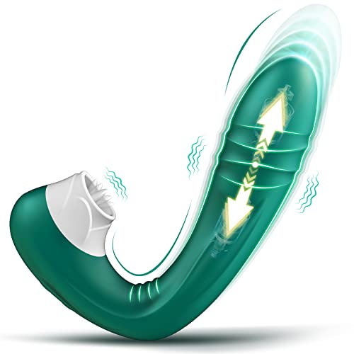 Vibrador del Punto G con 10 Modos de Empuje y Lamido, Vibrador de Próstata Recargables Impermeables con Estimulador de Clítoris para Parejas, Juguetes Sexuales de Silicona para Adultos