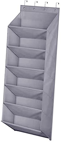 Folpus Hängendes Schuhregal, Kleiderbügel, Schuhhalter für schmale Türen, Tiefe Taschen, Tür-Schuhregal für Zimmer Closet Pantry, Hellgrau 6 Schichten