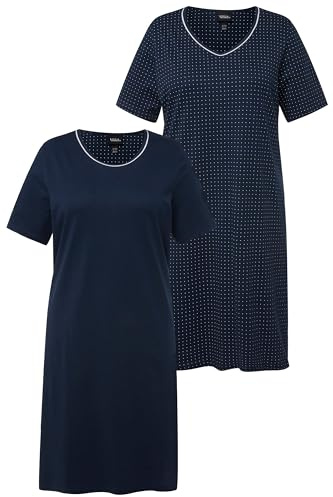 Ulla Popken Camicia da Notte da Donna, Blu Notte, 64 IT/66 IT