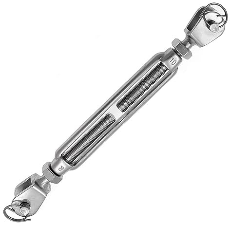 316 Stainless Steel Jaw and Jaw Open-Body Turnbuckle, 3/8 (10mm) Thread Diameter, Durable, Weather Resistant, Heavy Duty Clasp, Open Body Lock QQ Claws Marine Class - (1PCS)