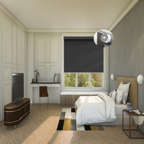 Thermorollo Ohne Bohren 30 x 60 cm Einfache Installation Easyfix, Fenster sichtschutz Flexibler Seitenzug Easyfix für Fenster und Türen, Schwarz