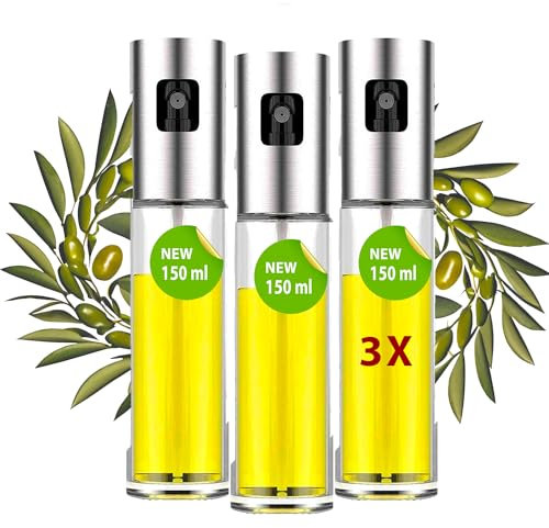 AKITAInk - 3 pz Spruzzatore di Olio da 150 ml per Friggitrice ad Aria - Nebulizzatore Olio, Vaporizzatore per Cucina, Spray Olio Extra Vergine di Oliva - Accessorio per Cucina, Grigliate e Forno