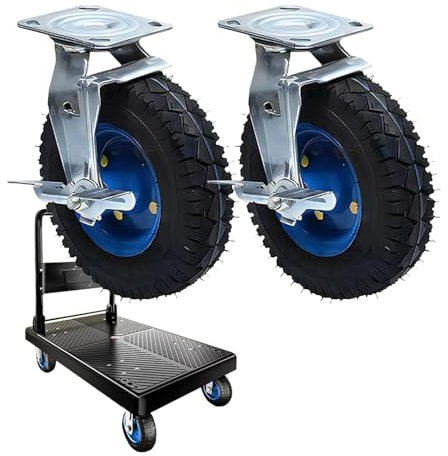 WORDFUN Ersatzrad für Schubkarre, Lenkrolle Luftrad, Leise Gummirollen, 150mm 200mm 250mm, Rollen für Möbel Transport, 2 Stück, schwerlast Bockrolle, Mit Bremse industrierollen, Kugellager