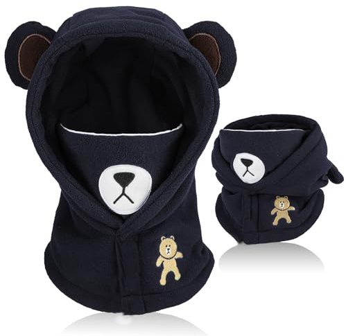 AYPOW Passamontagna Invernale in Pile Termico Bambini 4-12Anni, Maschera da Sci Multifunzionale Antivento Regolabile, Berretti Cappello in Pile Caldo Cappuccio Scaldacollo Sciarpa per Ragazzi Ragazze