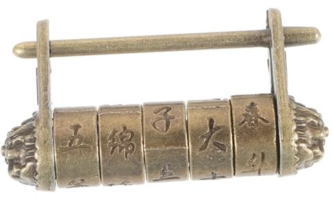 Vintage Chinesisches Metallschloss mit Code, Goldene Zinklegierung