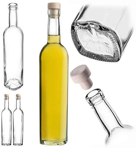 KADAX glasflaskor med korkstängning, transparenta spritflaskor för fyllning, flaskor för hemlagade drycker, återanvändbara likörflaskor (Joonis 0,5 l 2 stycken)