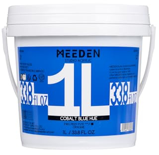 MEEDEN Blue Akrylfärger 1L: Kraftig kroppsglansig akrylfärg för canvas Wood Väggtextil, Stor akrylfärg - Vattentät & Giftfri och snabbtorkande - Koboltblå