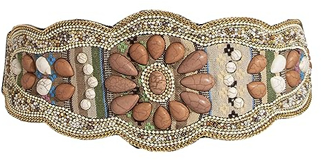 Muloo Böhmischer Taillengürtel, Handperlen, für Reisen, ethnische Fotografie, Requisiten, dehnbarer Gürtel, strapazierfähig, bunte Perlen