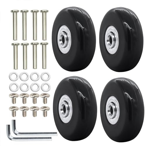 Cosmpeak 4 Stück Koffer Gepäckräder Ersatzrollen Rollen Gummi Mute Ersatz Gepäckkoffer Rad Koffer Gummi Koffer Rollen Ersatz mit Metall Achsen Ersatzteile Ersatzrollen Für Koffer (60mm x 18mm)
