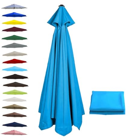 BEEGMA Replacement Parasol Canopy 2.0m 2.50m 2.70m 3.0m Canopy Replacement Top 6 Arms Patio Garden Beach Umbrella Canopy Cover(Color:Light blue,Size:2.70m/9FT)